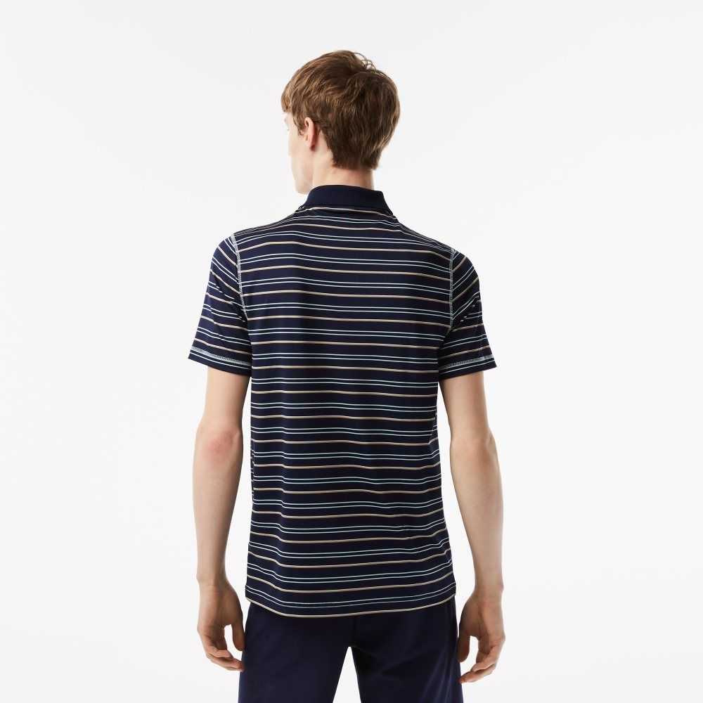 Lacoste Golf Recycled Polyester Stripe Marinblå Blå Ljusgröna Vita Beige | IGJKC-4063