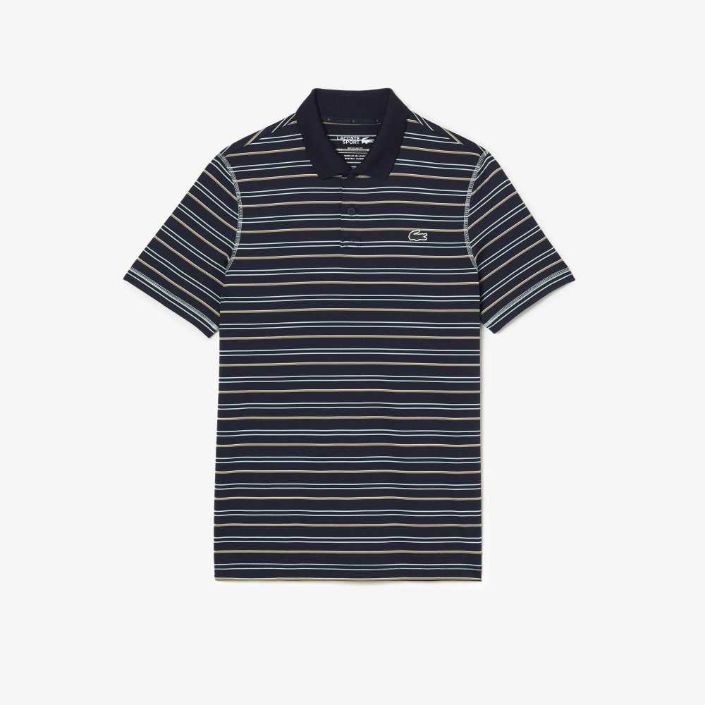 Lacoste Golf Recycled Polyester Stripe Marinblå Blå Ljusgröna Vita Beige | IGJKC-4063