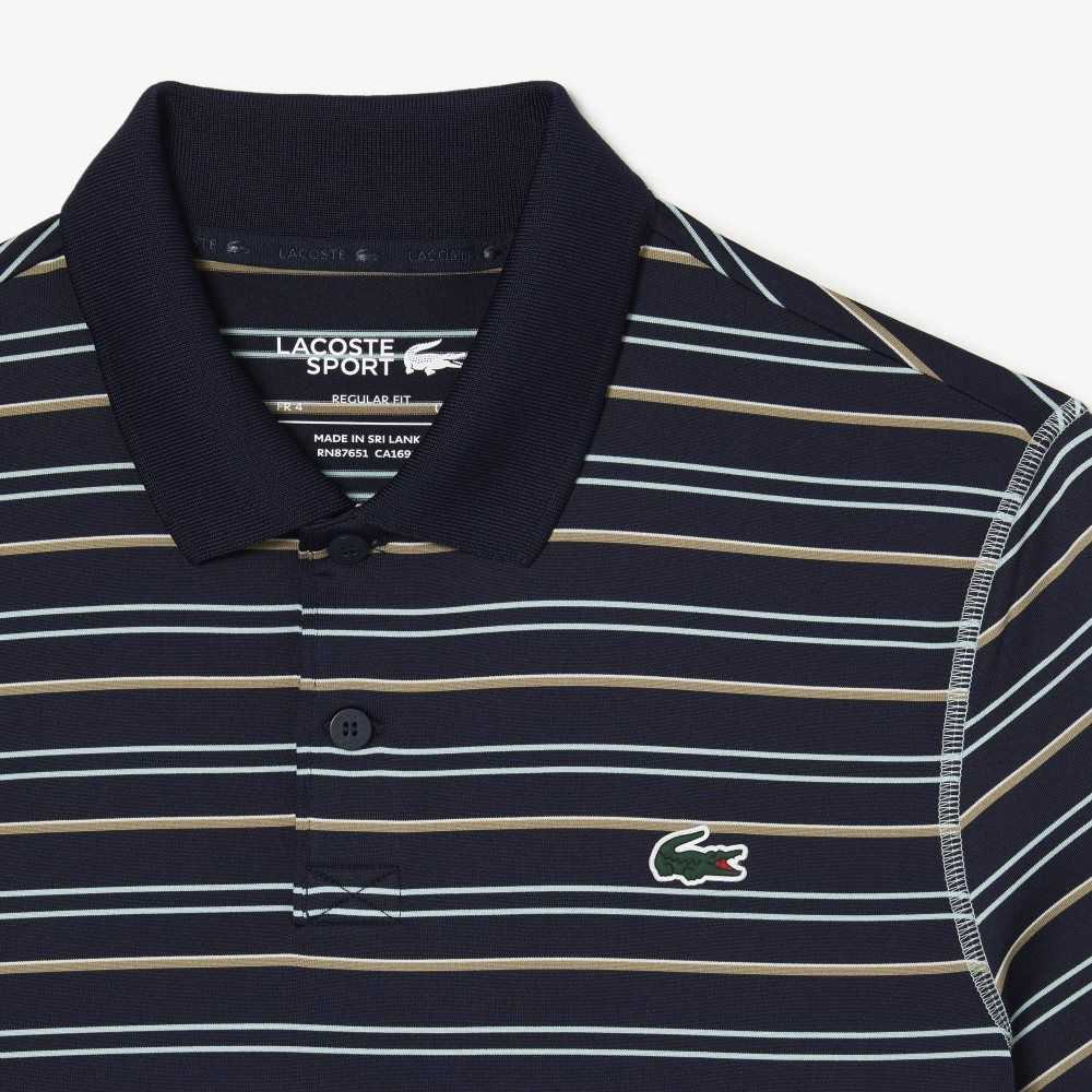 Lacoste Golf Recycled Polyester Stripe Marinblå Blå Ljusgröna Vita Beige | IGJKC-4063