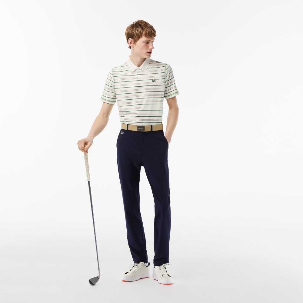 Lacoste Golf Recycled Polyester Stripe Vita Beige Marinblå Blå Gröna | JPLSC-9578