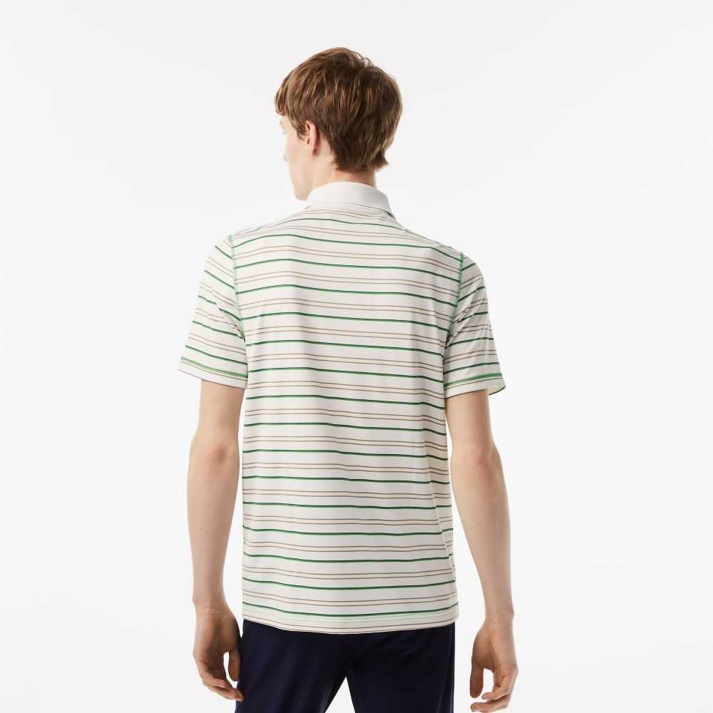 Lacoste Golf Recycled Polyester Stripe Vita Beige Marinblå Blå Gröna | JPLSC-9578