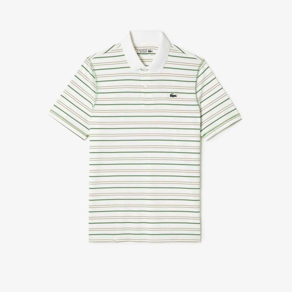 Lacoste Golf Recycled Polyester Stripe Vita Beige Marinblå Blå Gröna | JPLSC-9578