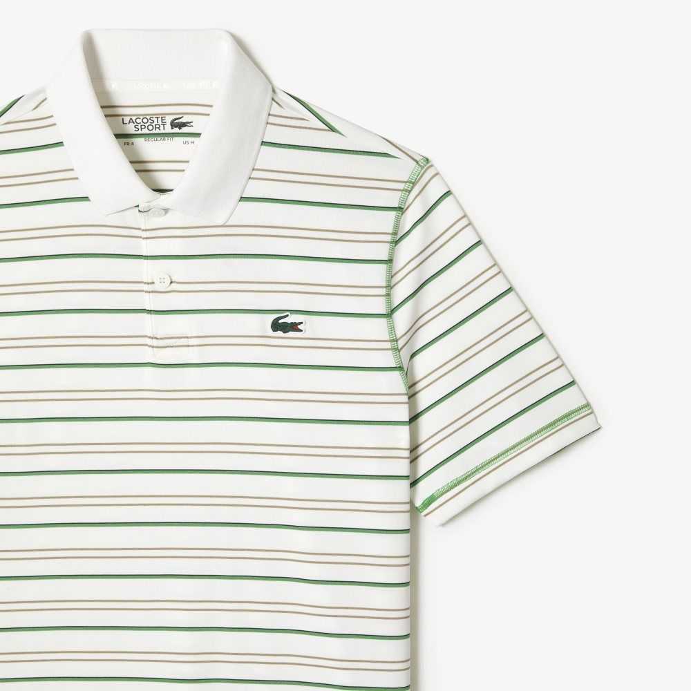 Lacoste Golf Recycled Polyester Stripe Vita Beige Marinblå Blå Gröna | JPLSC-9578