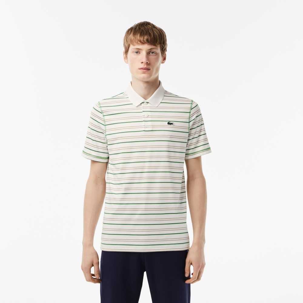 Lacoste Golf Recycled Polyester Stripe Vita Beige Marinblå Blå Gröna | JPLSC-9578