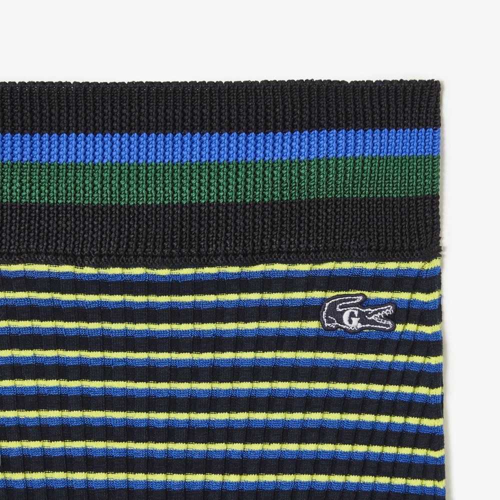 Lacoste Goop Räfflad Knit Marinblå Blå Blå Gula | NUMCW-3691