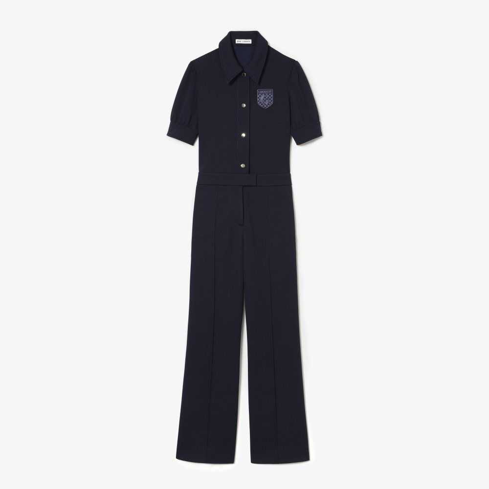 Lacoste Goop Two-Ply Pique Jumpsuit Marinblå Blå | LBQZT-2639