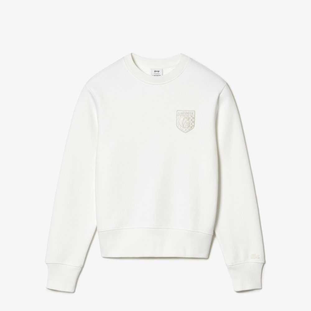 Lacoste Goop Unbrushed Bomull Fleece Vita | SLKEZ-5182