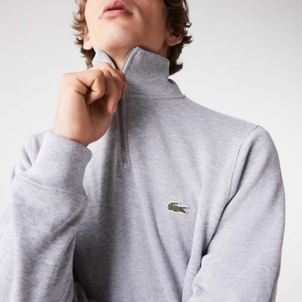 Lacoste Half Zip Bomull Grå | JRXBI-1489