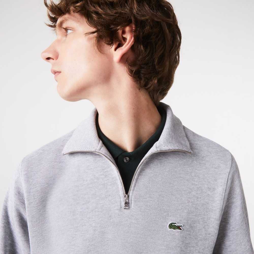 Lacoste Half Zip Bomull Grå | JRXBI-1489