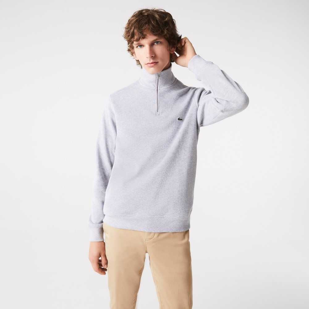 Lacoste Half Zip Bomull Grå | JRXBI-1489