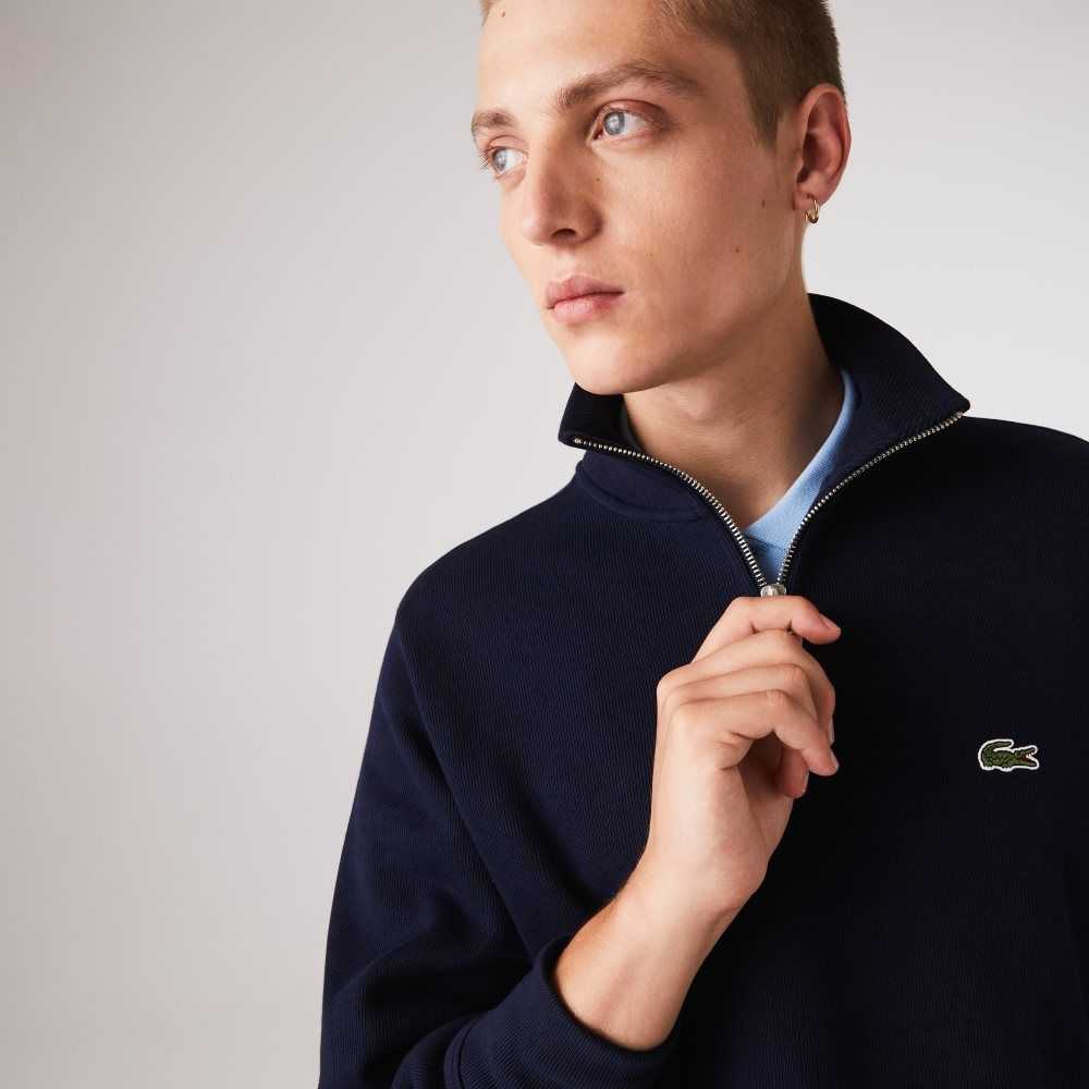 Lacoste Half Zip Bomull Marinblå Blå | EDYZL-6402