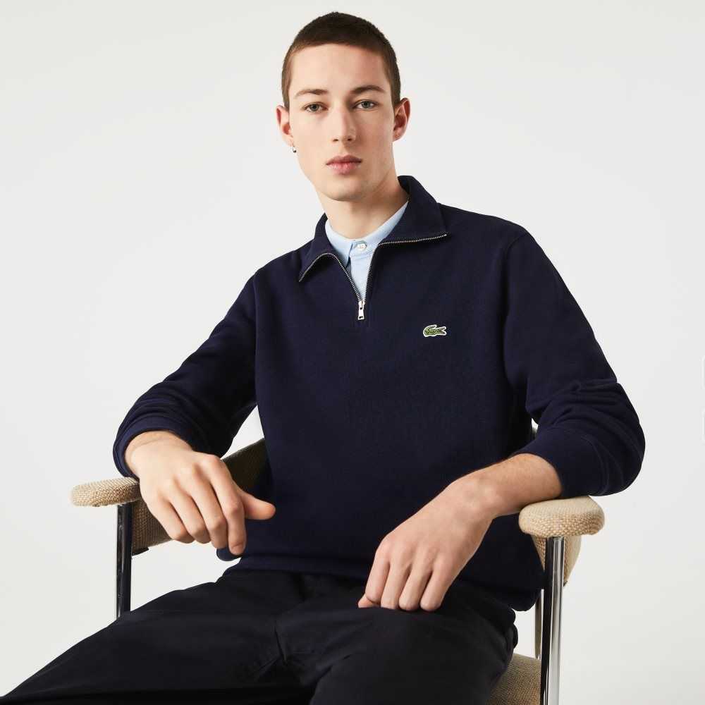 Lacoste Half Zip Bomull Marinblå Blå | EDYZL-6402