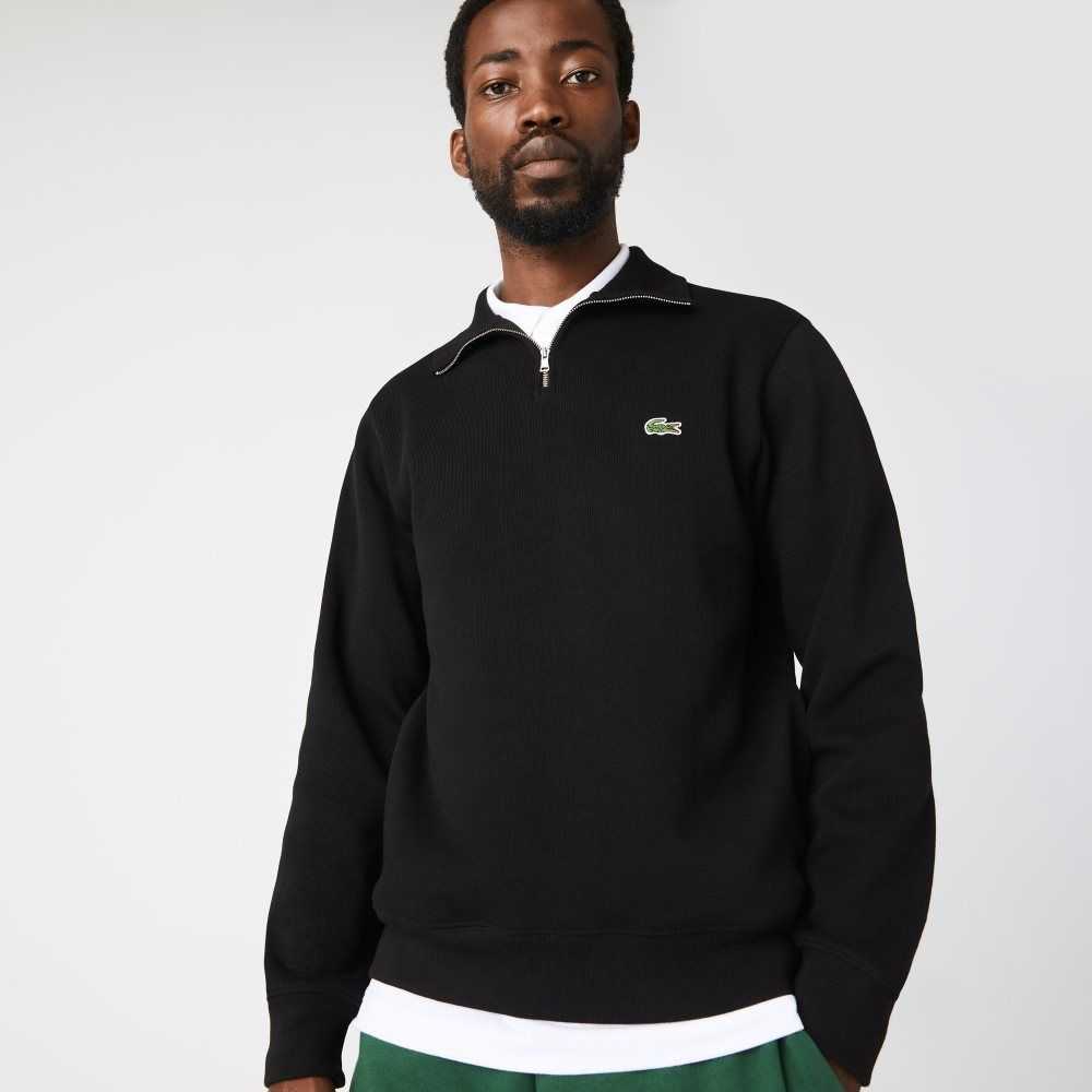 Lacoste Half Zip Bomull Svarta | CSNZL-0325