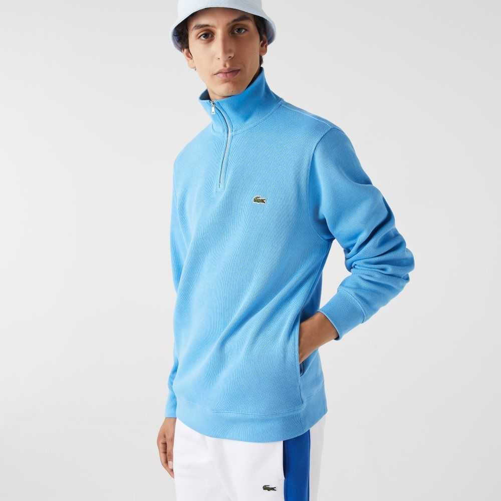 Lacoste Half Zip Bomull Sweatshirt Blå | MEVRX-2895