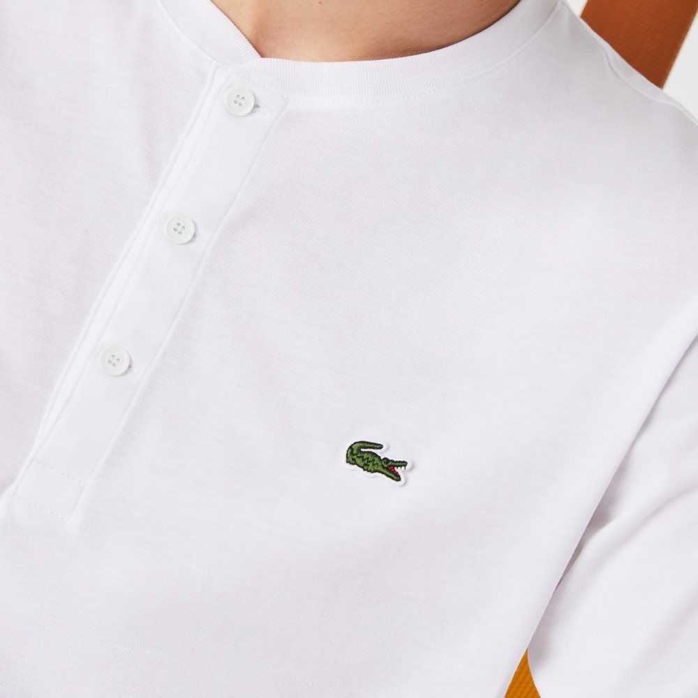 Lacoste Henley Neck Pima Bomull Jersey Vita | POZAI-6794