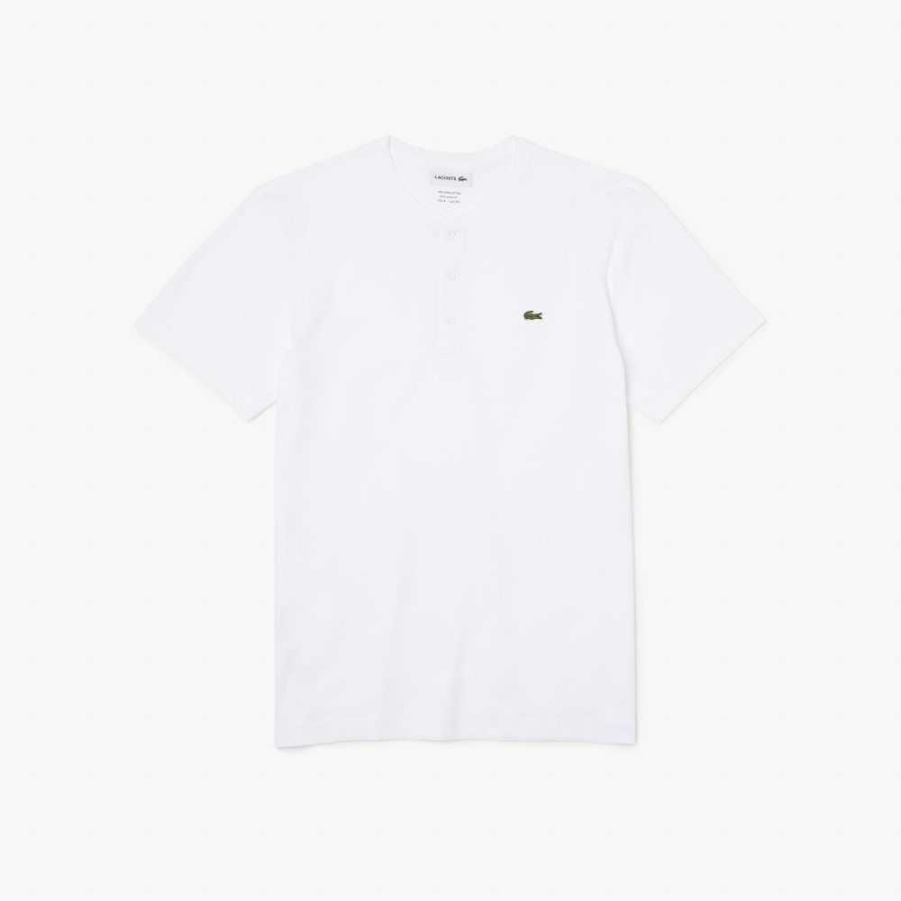 Lacoste Henley Neck Pima Bomull Jersey Vita | POZAI-6794