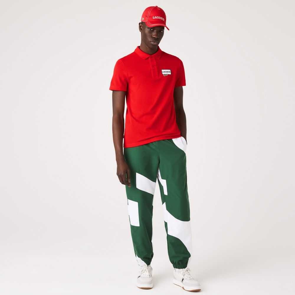 Lacoste Heritage Regular Fit Badge Bomull Pique Röda | GTAFP-6374