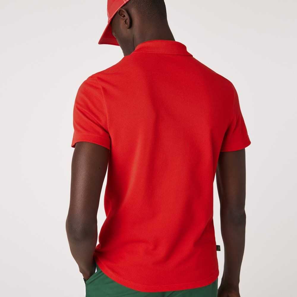 Lacoste Heritage Regular Fit Badge Bomull Pique Röda | GTAFP-6374