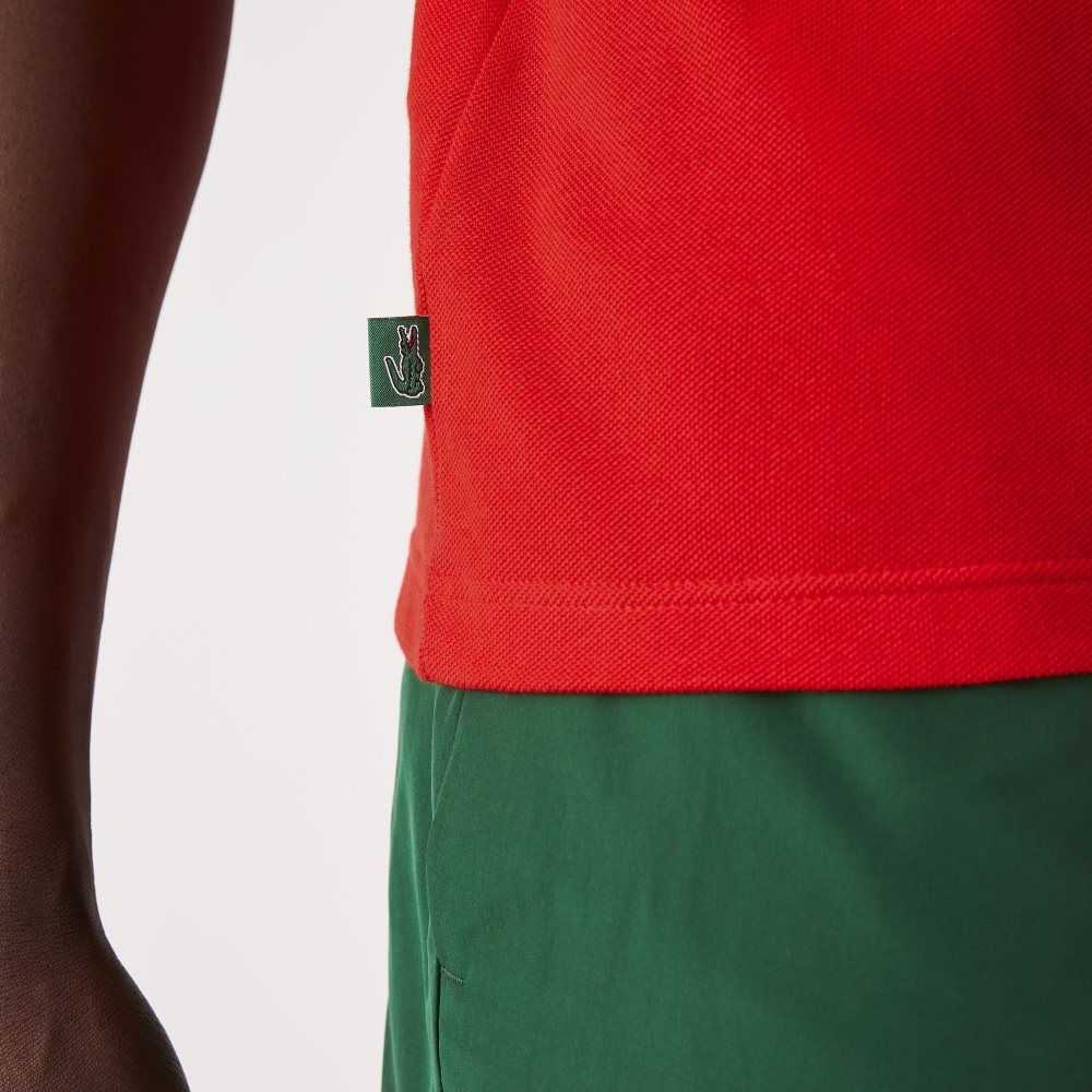 Lacoste Heritage Regular Fit Badge Bomull Pique Röda | GTAFP-6374