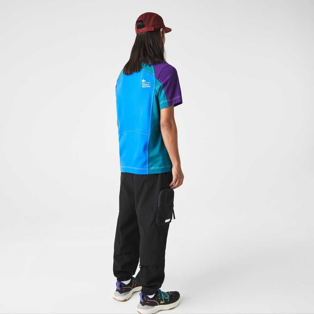 Lacoste Heritage Regular Fit Color-Block Stretch Pique Blå Gröna Lila | EPDSB-6748