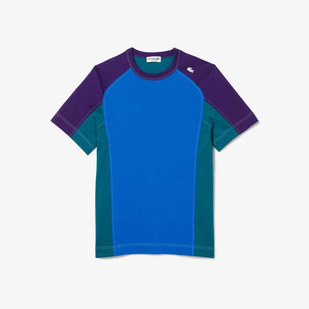 Lacoste Heritage Regular Fit Color-Block Stretch Pique Blå Gröna Lila | EPDSB-6748