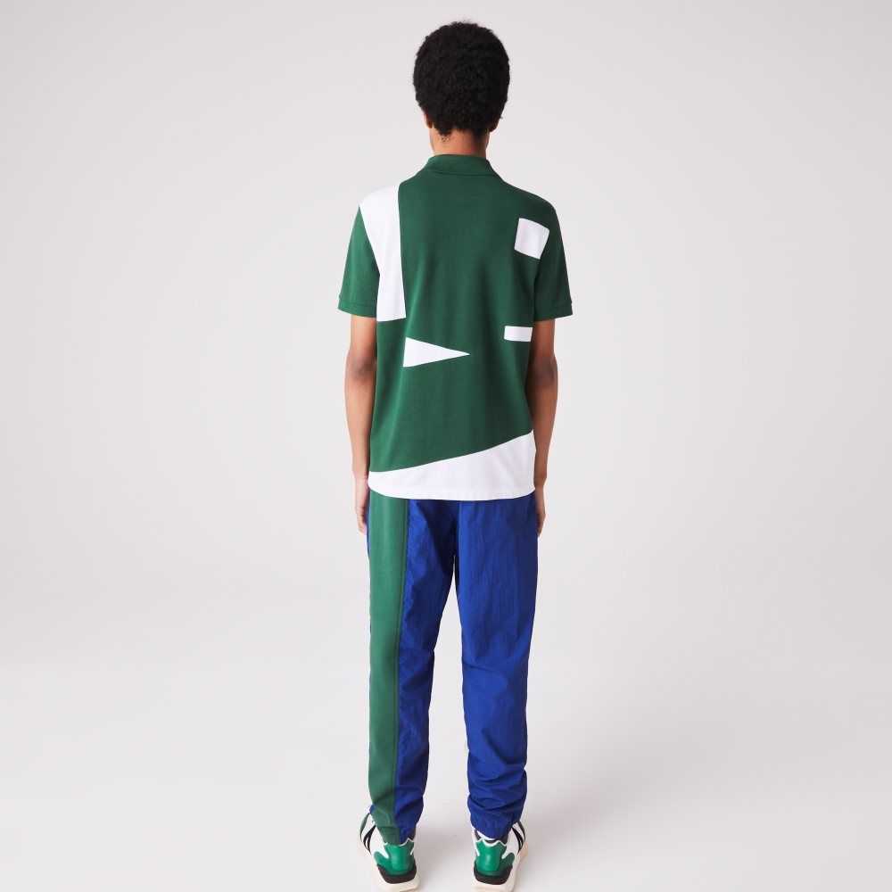 Lacoste Heritage Regular Fit Print Bomull Pique Gröna Vita | OKUNJ-9518