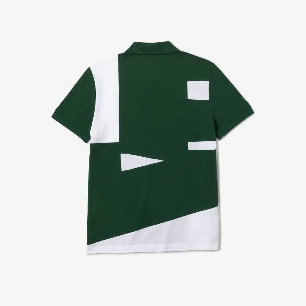 Lacoste Heritage Regular Fit Print Bomull Pique Gröna Vita | OKUNJ-9518