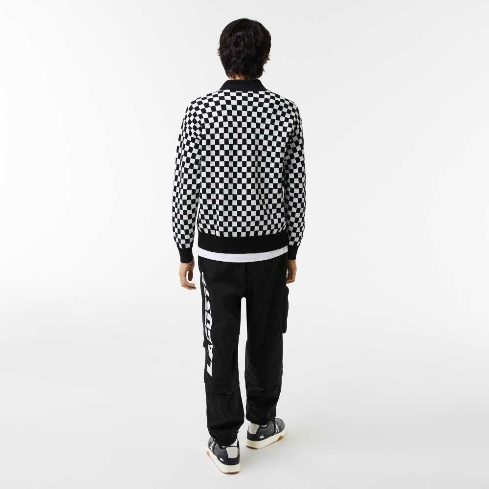 Lacoste Heritage Relaxed Fit Checkerboard Svarta Vita | XHUZC-8617