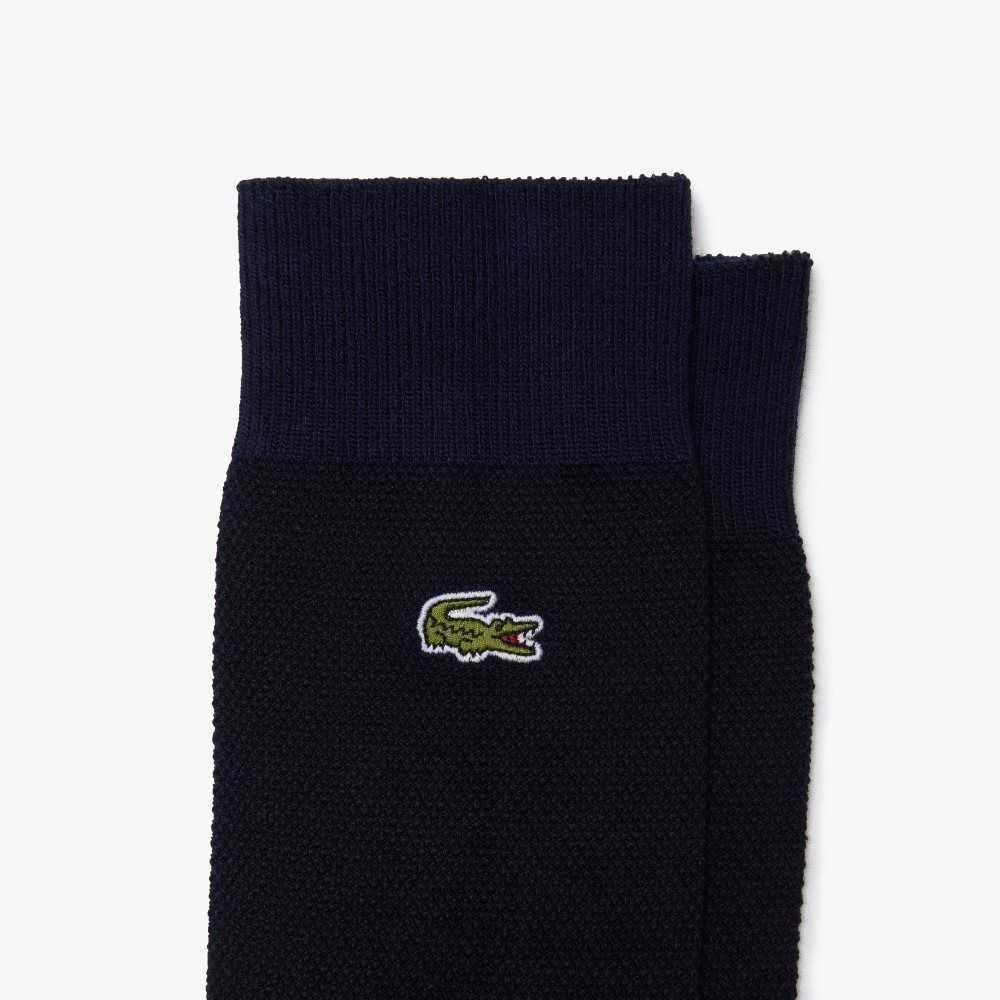 Lacoste High-Cut Bomull Pique 3-Pack Marinblå Blå | PMNCZ-8726