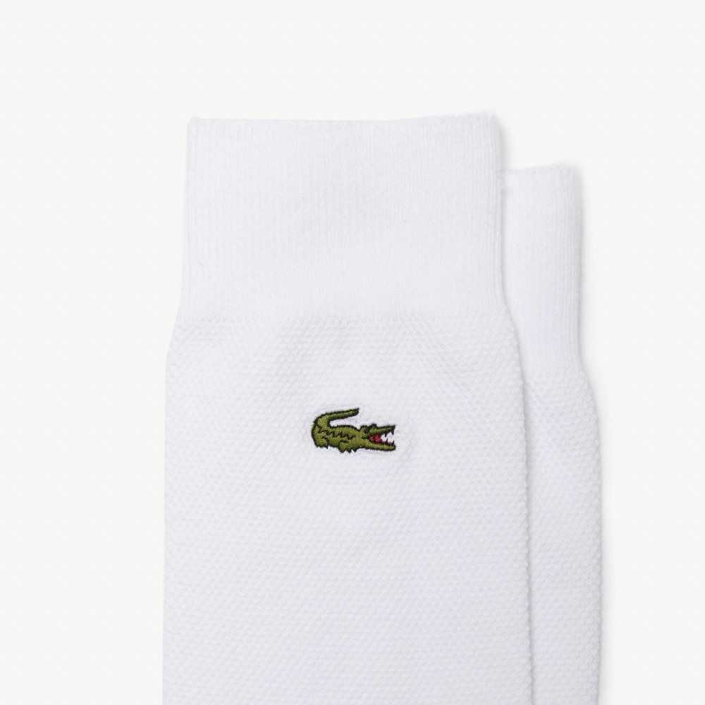 Lacoste High-Cut Bomull Pique 3-Pack Vita | CQXAW-8917