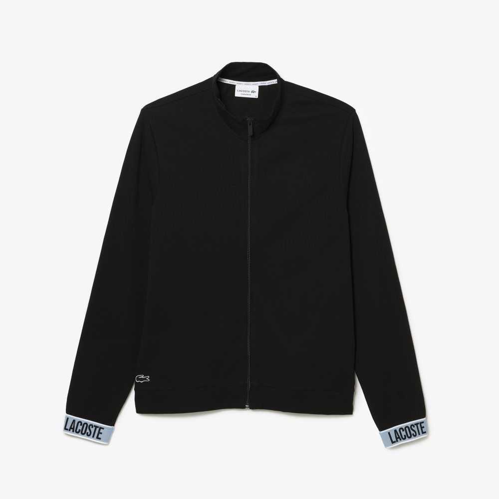 Lacoste High-Neck Organic Bomull Zip Sweatshirt Svarta | WNPVU-7632