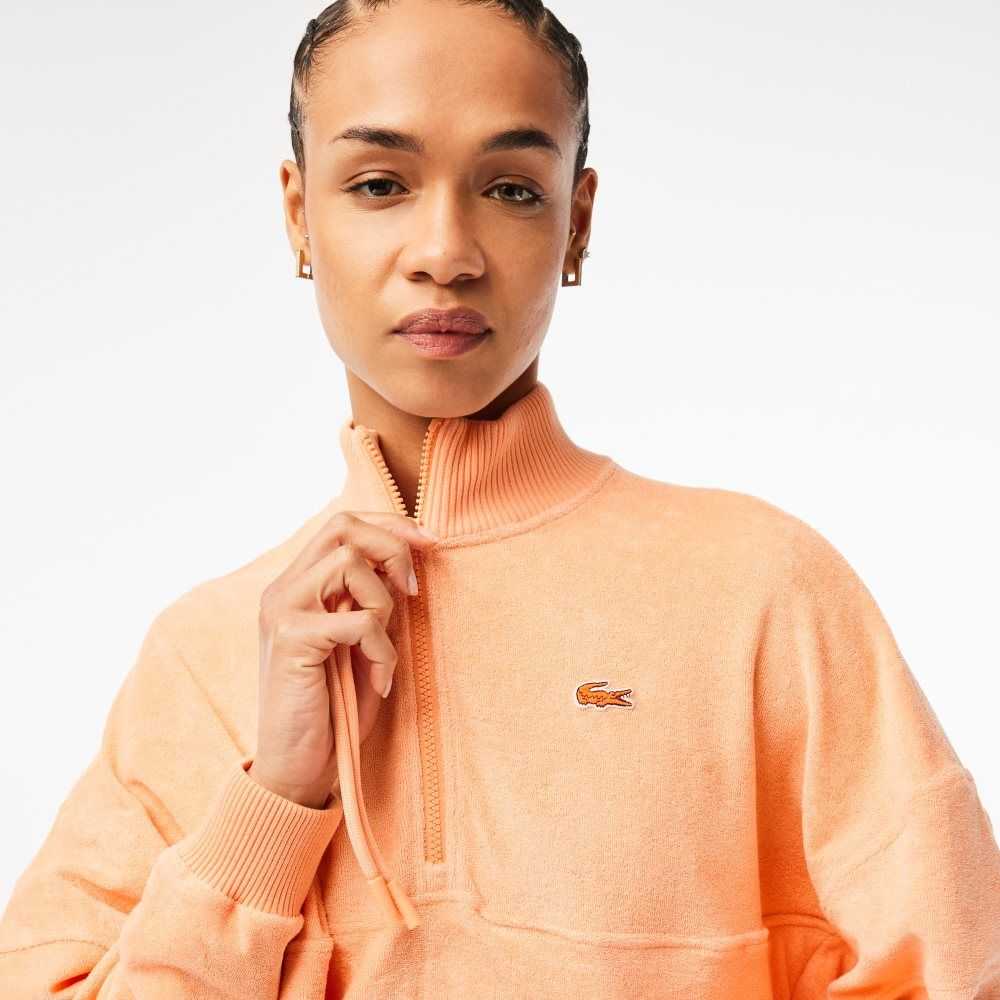 Lacoste High-Neck Terry Cloth Half Zip Ljusorange | UAGHW-5321