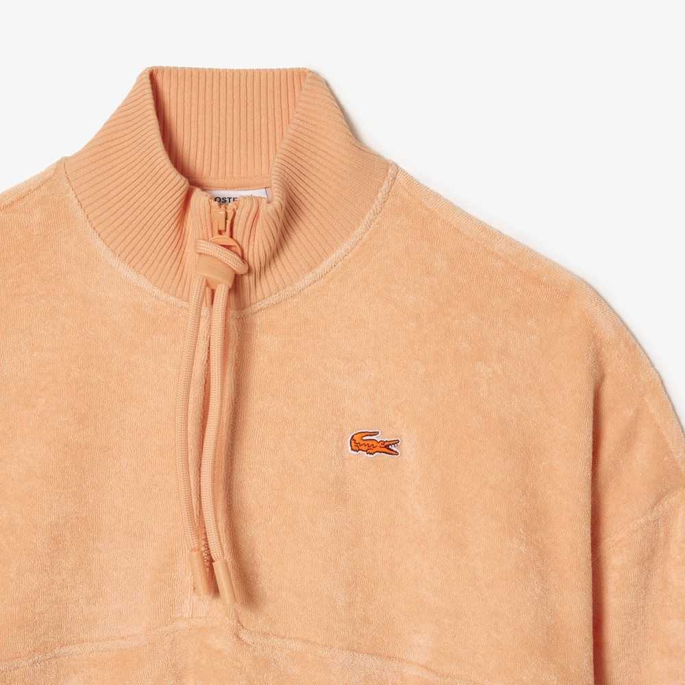 Lacoste High-Neck Terry Cloth Half Zip Ljusorange | UAGHW-5321