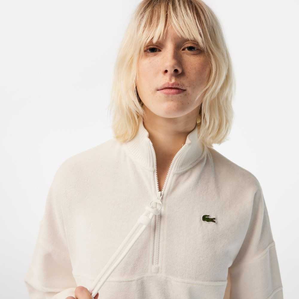 Lacoste High-Neck Terry Cloth Half Zip Vita | YAXMT-5763