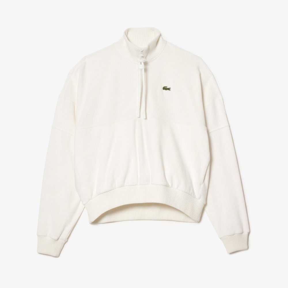 Lacoste High-Neck Terry Cloth Half Zip Vita | YAXMT-5763