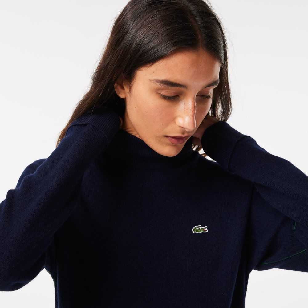 Lacoste High-Neck Ull Marinblå Blå | PSBDT-9543