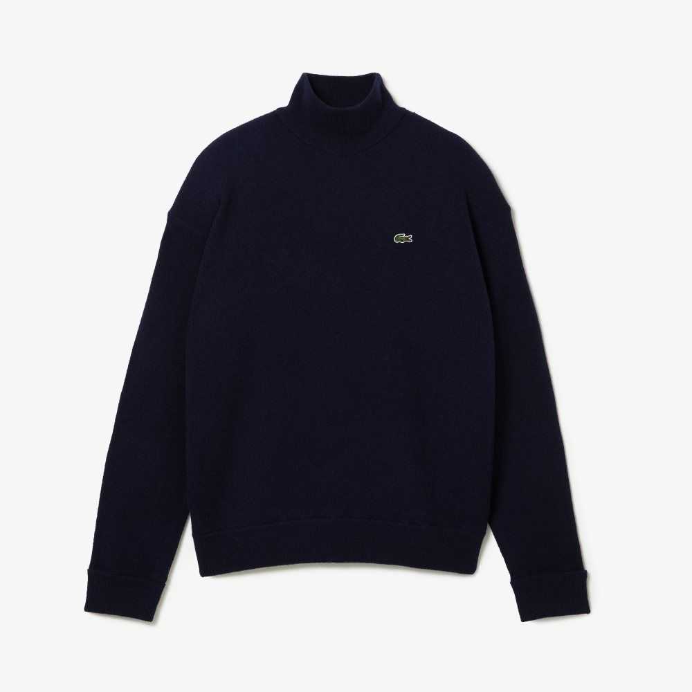 Lacoste High-Neck Ull Marinblå Blå | PSBDT-9543