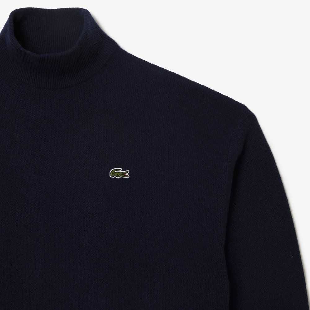 Lacoste High-Neck Ull Marinblå Blå | PSBDT-9543