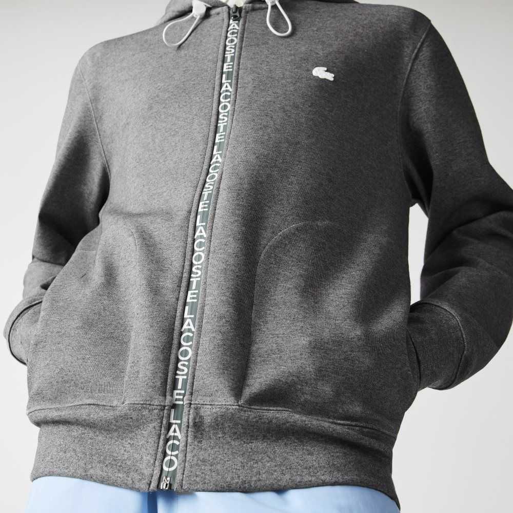 Lacoste Hooded Bomull Blend Lettered Zip Grå | GOWJP-4206