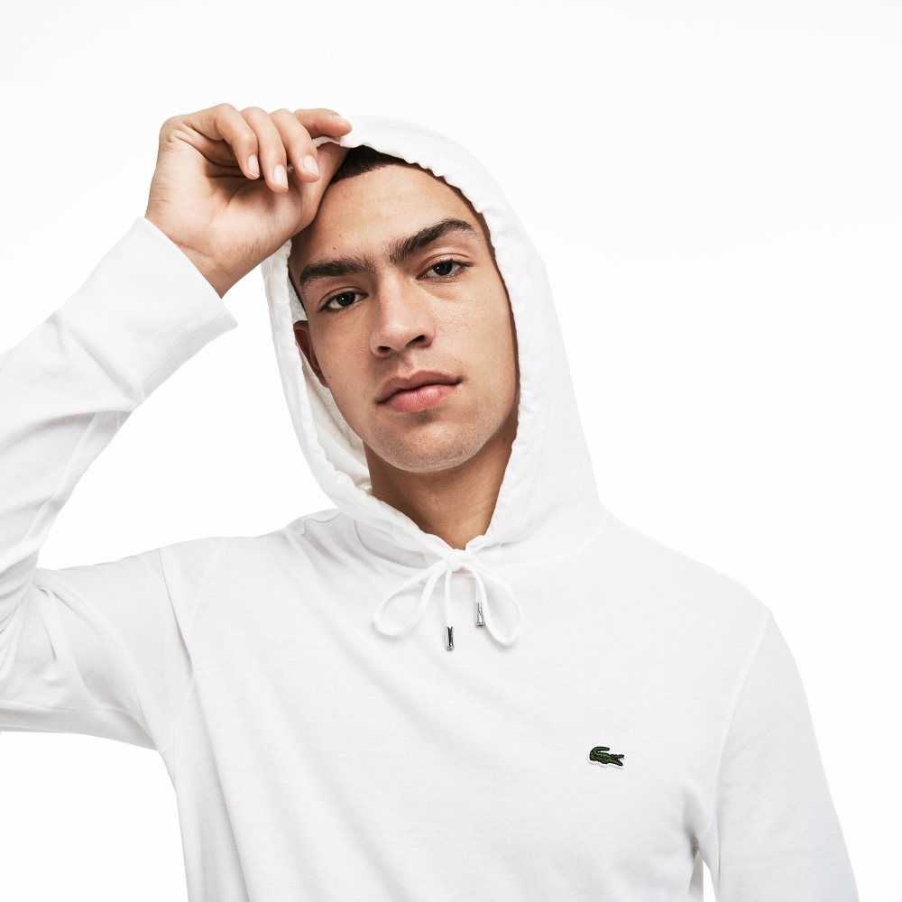 Lacoste Hooded Bomull Jersey Sweatshirt Vita | RLNCJ-2640