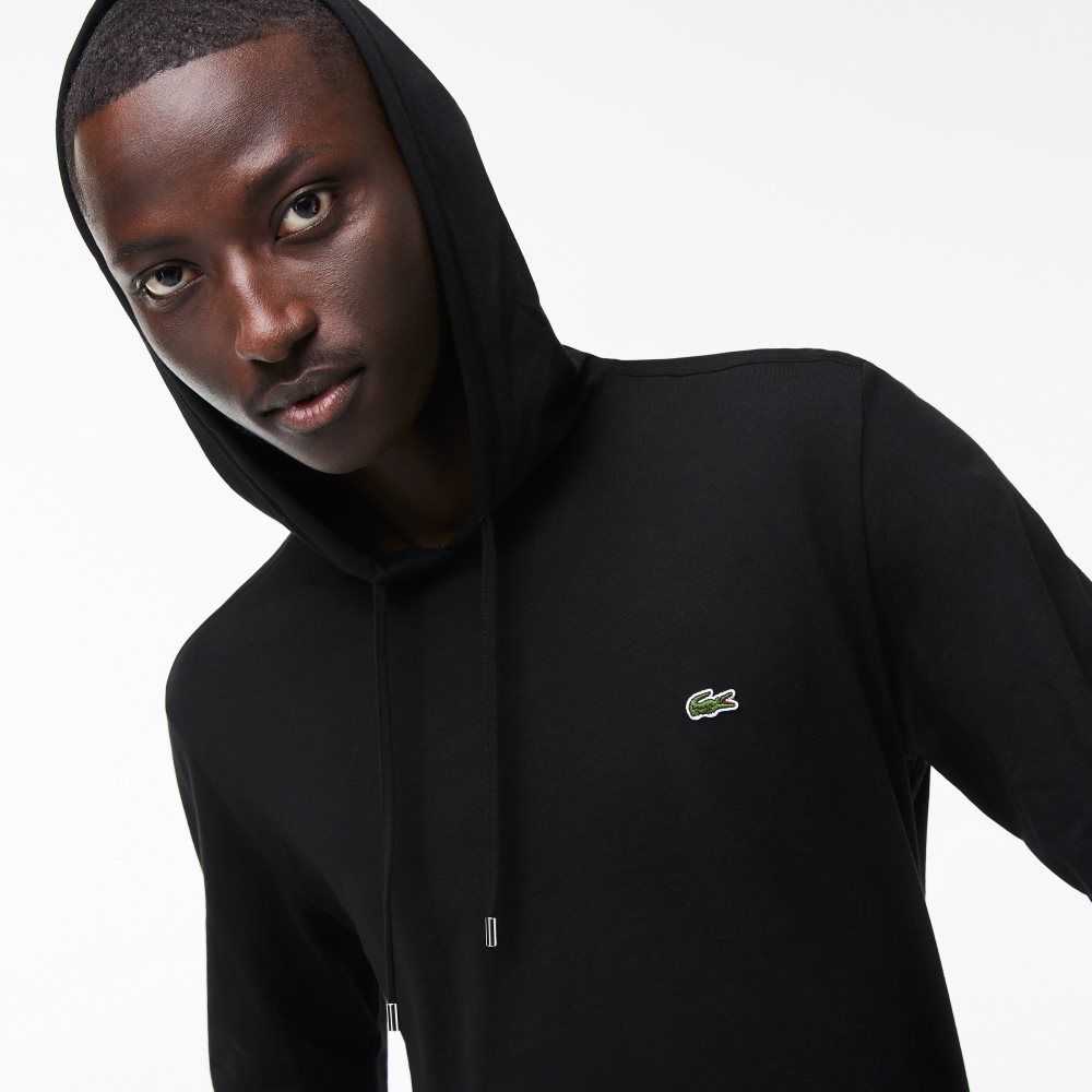 Lacoste Hooded Bomull Jersey Sweatshirt Svarta | WJXFQ-5873