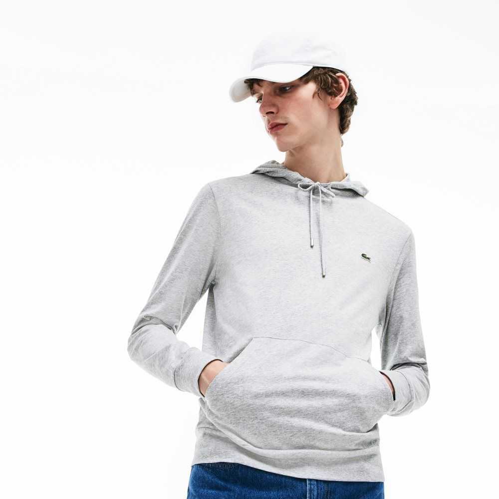 Lacoste Hooded Bomull Jersey Sweatshirt Grå | YBMUS-9802