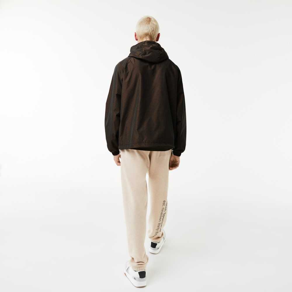 Lacoste Hooded Check Twill Svarta Bruna Marinblå Blå Khaki Gröna | NUPOT-2493