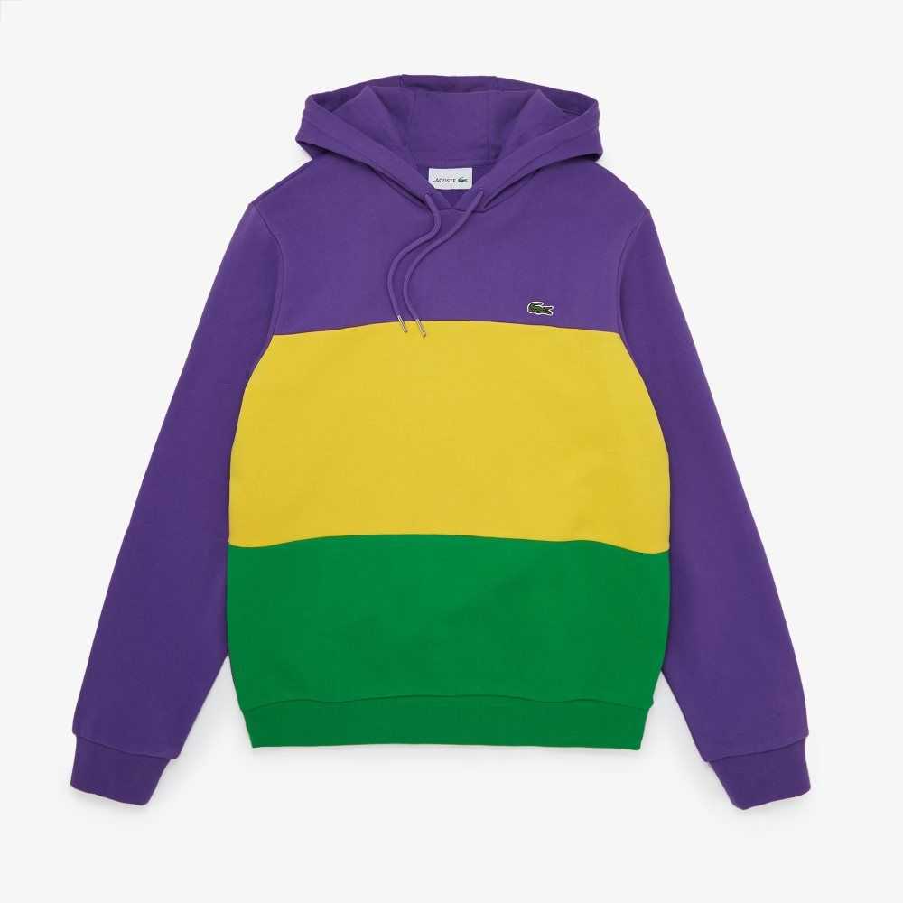 Lacoste Hooded Colorblock Fleece Sweatshirt Lila Gula Gröna | LOJCV-0674