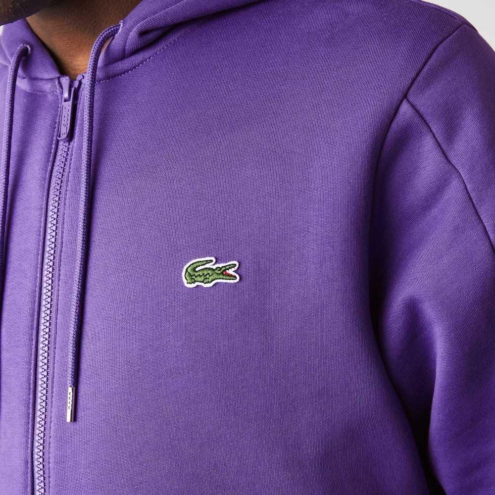 Lacoste Hooded Colorblock Fleece Zip Sweatshirt Lila Gula Gröna | MRZNI-7401