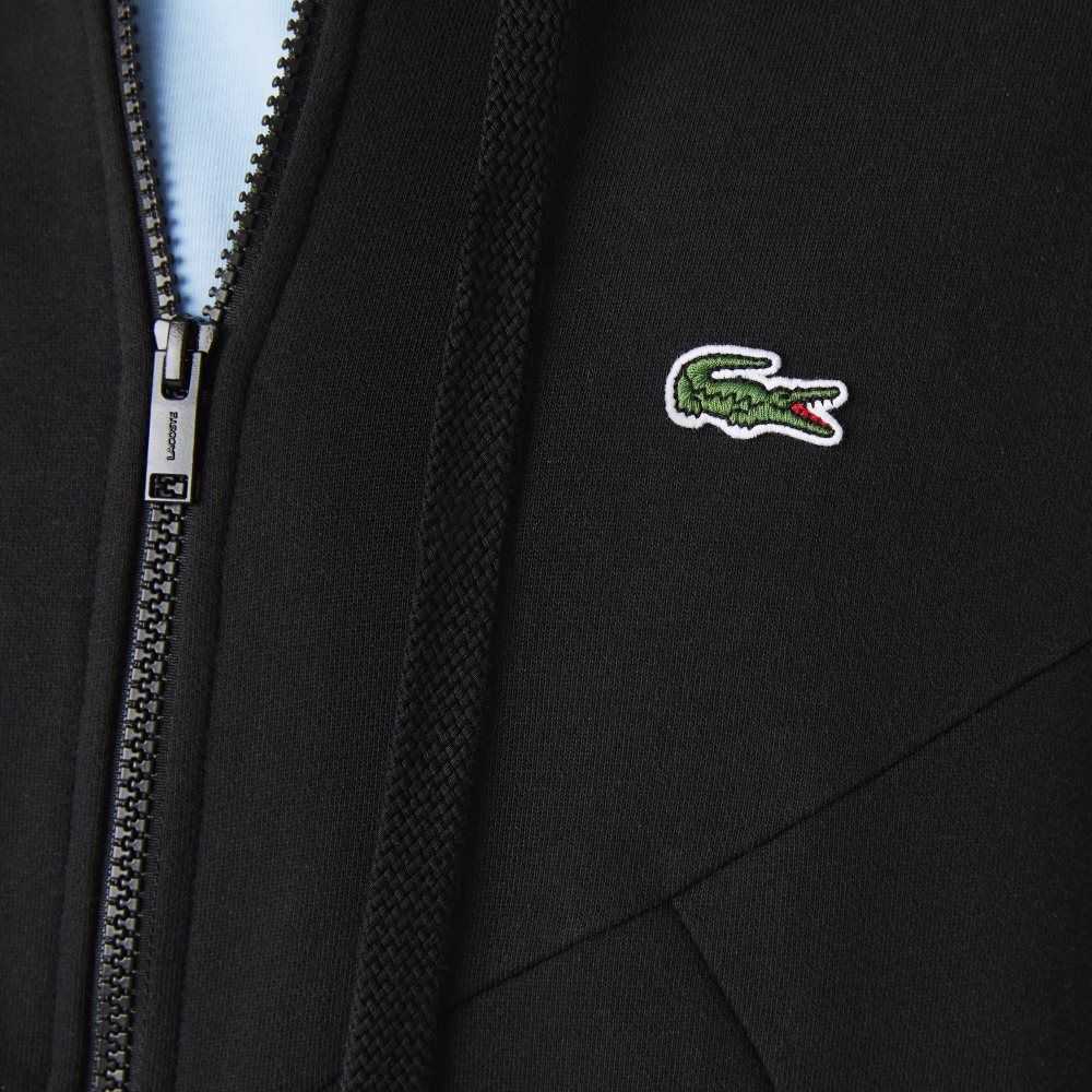 Lacoste Hooded Colorblock Lettered Fleece Zip Sweatshirt Svarta | BTVQP-5410