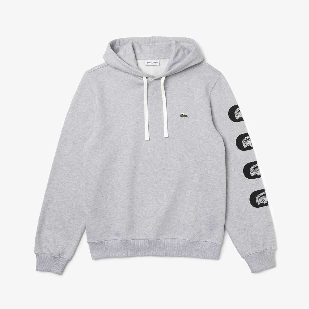 Lacoste Hooded Print Sleeve Fleece Grå | GZABN-4630