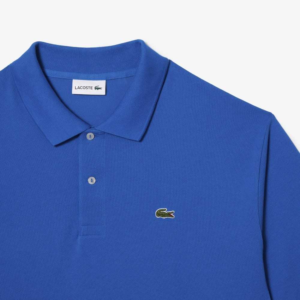 Lacoste Höga Fit Bomull Petit Pique Blå | RMBXD-0638