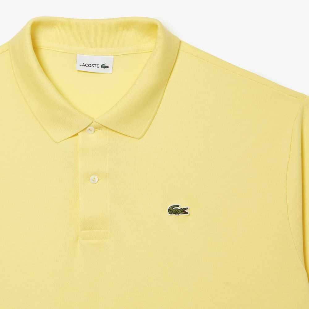 Lacoste Höga Fit Bomull Petit Pique Gula | NKEQL-9741