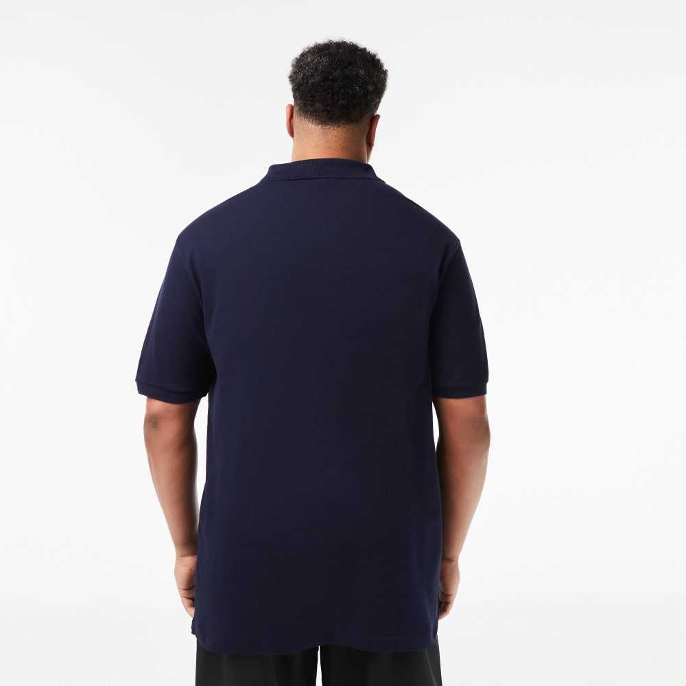 Lacoste Höga Fit Bomull Petit Pique Marinblå Blå | HDKOX-1504